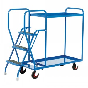 Mobile Steps Tray Trolley 3 Tread 2 Tier